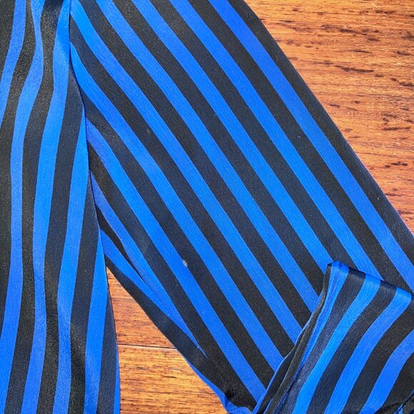 Monki Black & Blue Striped Long Sleeve Blouse - Picture 5 of 7